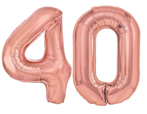 Zestaw balonów na 40 Urodziny Rose Gold Napis Cyfry 100cm
