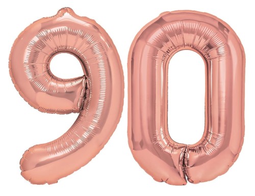 Zestaw balonów na 90 urodziny NAPIS cyfry 100cm 90tka rose gold balony HEL