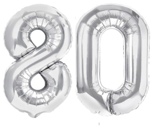 Zestaw balonów urodzinowych 80tka Srebrne Napis Urodziny balony