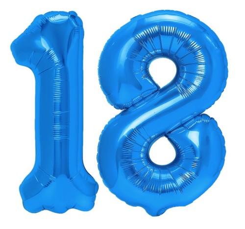 balony foliowe cyfry niebieskie 100cm 18