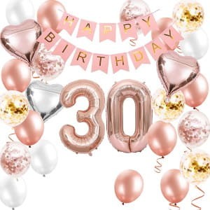 Zestaw balonów Różowe złoto Rose gold cyfry 30 Urodziny Balony Hel