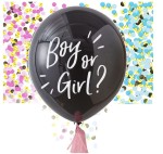 Balon lateksowy czarny  Gigant Boy or Girl różowy Gender Shower Dziewczynka