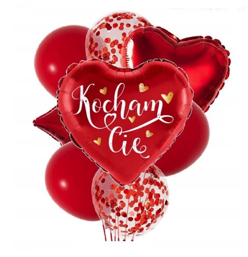 Zestaw balonów na Walentynki Dekoracje Serce czerwone Kocham Cię Prezent