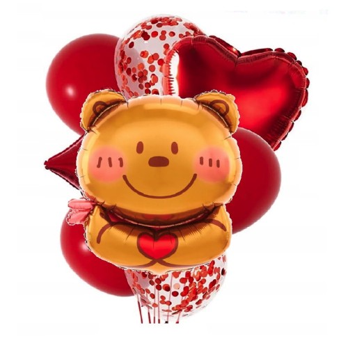 Zestaw balonów na Walentynki Dekoracje Miś czerwone Walentynkowy Prezent