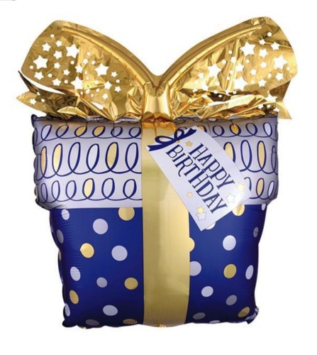 Balon foliowy prezent Happy Birthday 68x60cm