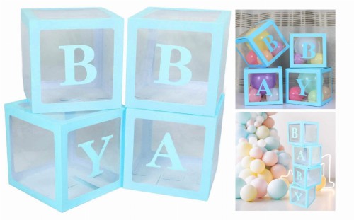 Pudełka na balony BABY niebieskie 30X30X30CM