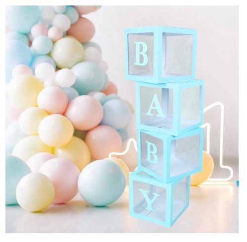 Pudełka na balony BABY niebieskie 30X30X30CM