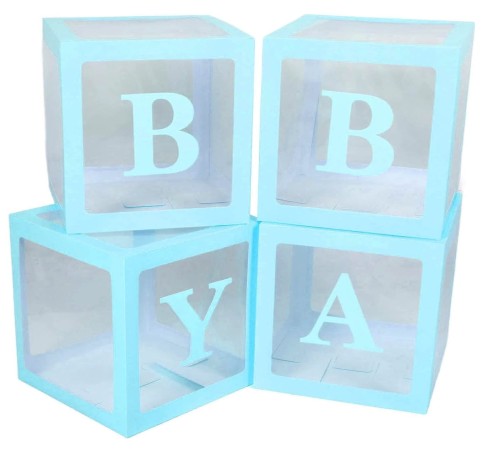 Pudełka na balony BABY niebieskie 30X30X30CM