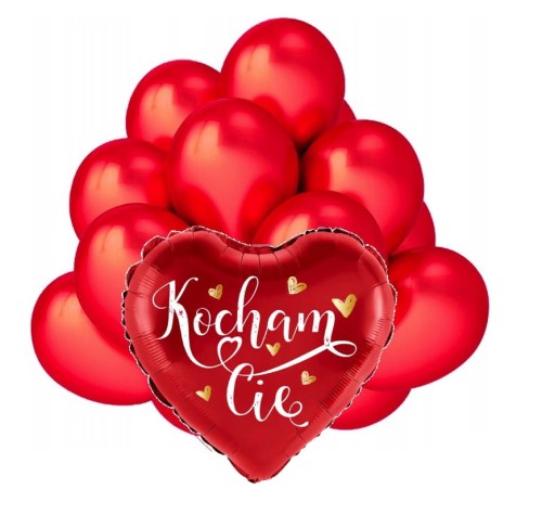 Zestaw balonów Walentynki Bukiet Balony czerwone serce Kocham Cię Prezent