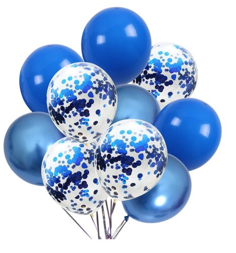 Bukiet Balonów Niebieskich zestaw Z konfetti Urodziny 18stka Chłopca Balony