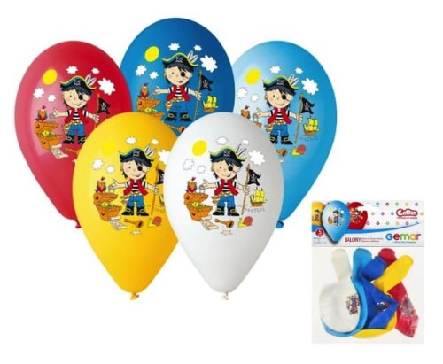 Balony lateksowe z nadrukiem "Pirat" kolorowe  12 cali  5 sztuk Piraci