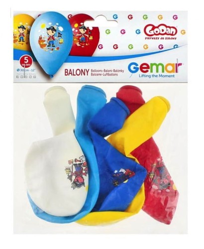 Balony lateksowe z nadrukiem "Pirat" kolorowe  12 cali  5 sztuk Piraci