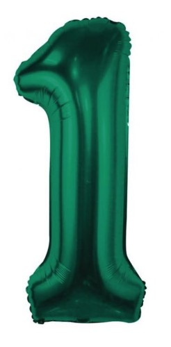 Balon foliowy Cyfra 1 zieleń butelkowa Urodziny Hel Zielona Roczek 85cm