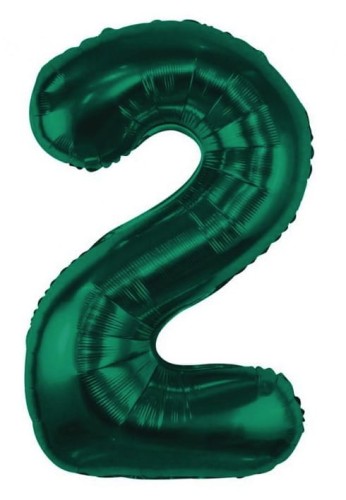 Balon foliowy Cyfra 2 zieleń butelkowa Urodziny Hel Zielona Urodzinowy 85cm