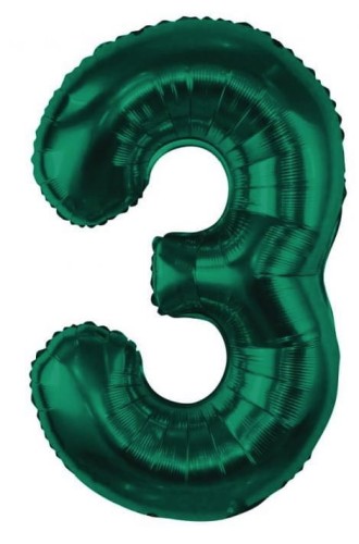 Balon foliowy Cyfra 3 zieleń butelkowa Urodziny Hel Zielona Urodzinowy 85cm