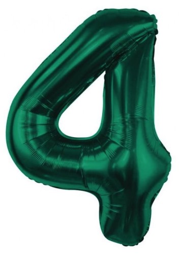 Balon foliowy Cyfra 4 zieleń butelkowa Urodziny Hel Zielona 85cm