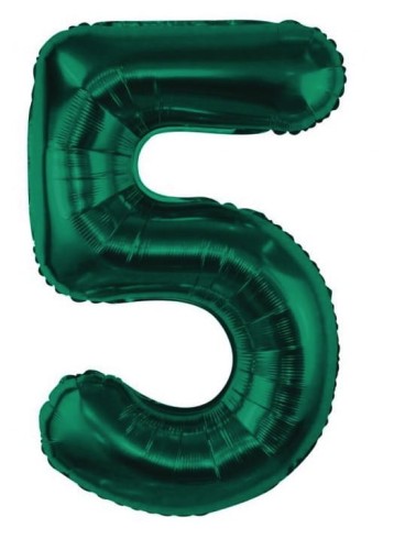 Balon foliowy Cyfra 5 zieleń butelkowa Urodziny Hel Zielona 85cm