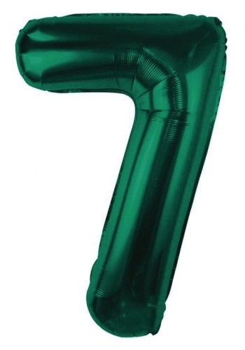 Balon foliowy Cyfra 7 zieleń butelkowa Urodziny Hel Zielona 85cm