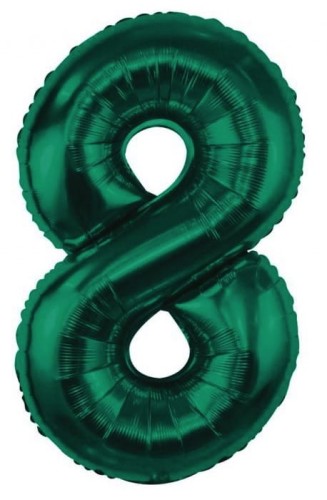 Balon foliowy Cyfra 8 zieleń butelkowa Urodziny Hel Zielona 85cm