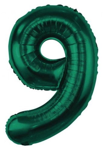 Balon foliowy Cyfra 9 zieleń butelkowa Urodziny Hel Zielona 85cm