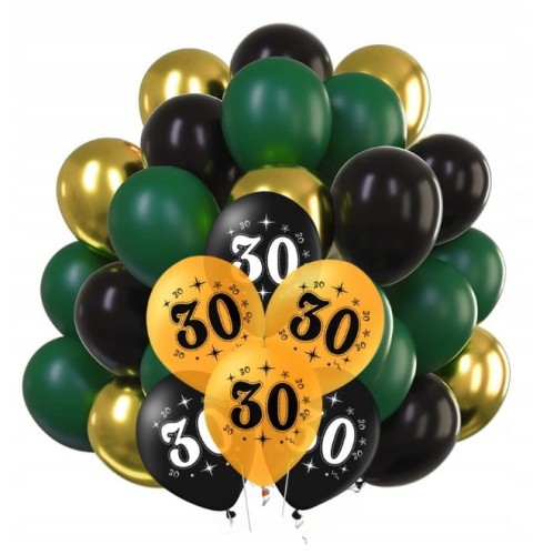Zestaw balonów 30stkę 30 urodziny balony butelkowa zieleń Balony Intensywne
