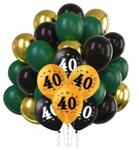 Zestaw balonów 40stkę 40 urodziny balony butelkowa zieleń Balony Intensywne