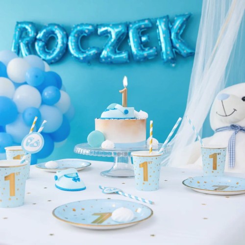 Balon foliowy napis ROCZEK niebieskie w gwiazdki