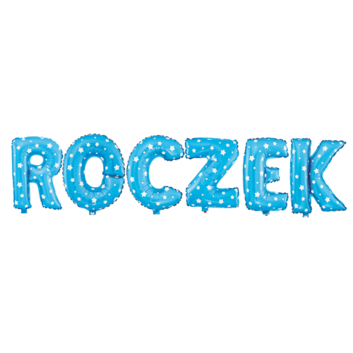 Balon foliowy napis ROCZEK niebieskie w gwiazdki