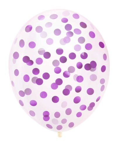 Balony lateksowe z konfetti Fioletowym 12 cali 5 sztuk