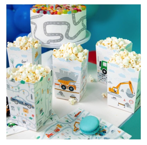 Pudełka na popcorn Auta 8,5x12,5cm 6szt. zestaw111.jpg