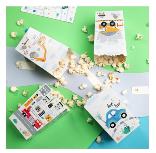 Pudełka na popcorn Auta 8,5x12,5cm 6szt. zestaw1111.jpg