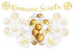 Balony na Komunię Świętą biało złote Serce Ihs