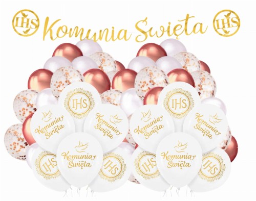 Balony na Komunię Świętą Rosę Gold dziewczynka