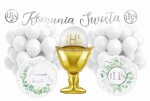 Balony zestaw na Komunię Świętą srebrne Hostia