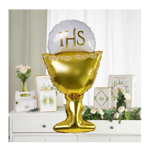 Balon foliowy Kielich z hostią złoto-biały 45cm 1.jpg