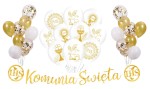 Zestaw balonów na Komunię Św. biało złoty Gołąbek