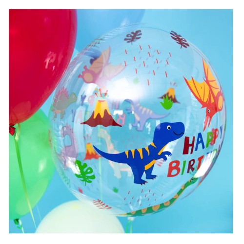 Balon przezroczysty okrągły Dinozaury 45cm 1szt.1111.jpg