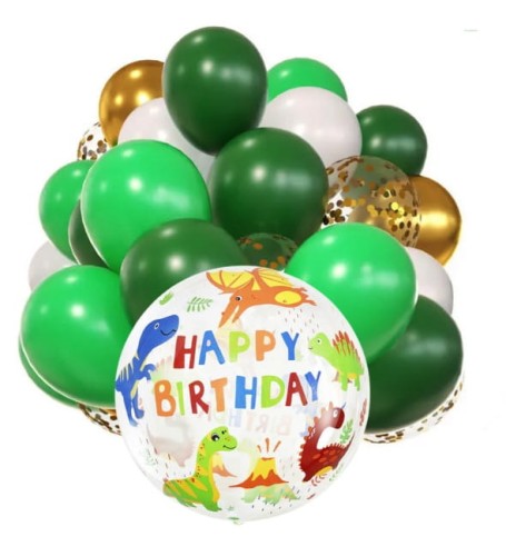 Zestaw balonów Dinozaur Urodziny Chłopca Balony zielone Happy Birthday Bobo