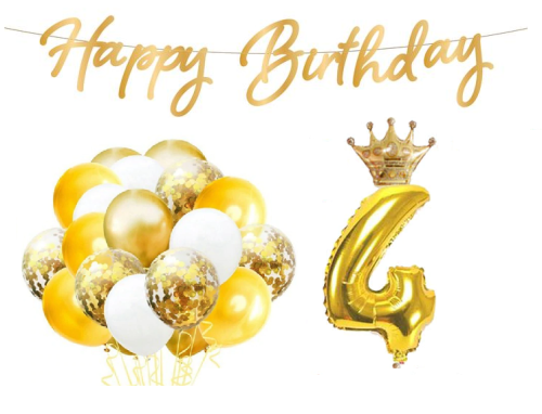 Zestaw na urodziny baner Happy Birthday złoty cyfra 0-9