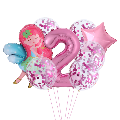 Zestaw balonów na Urodzinki dla dziewczynki Wróżka cyfra 0-9 baletnica