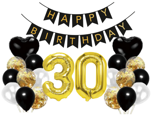 Zestaw dekoracji na Urodziny cyfry złote Baner 0-99