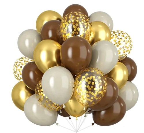 Balony lateksowe złoto brązowe Rocznica Ślubu Chrzest Zestaw balonów Boho Baby Shower