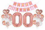 Zestaw balonów na Urodziny Rose gold baner 0-99