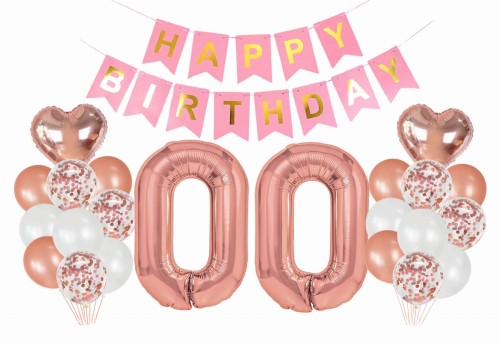 Zestaw balonów na Urodziny Rose gold baner 0-99