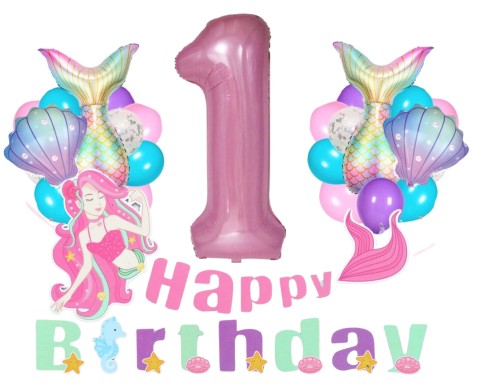 Zestaw balonów na Urodziny Syrenka Ogon Roczek