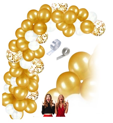 Girlanda balonowa złoto biała na 50 Rocznicę ślubu Złote Gody jubileusz