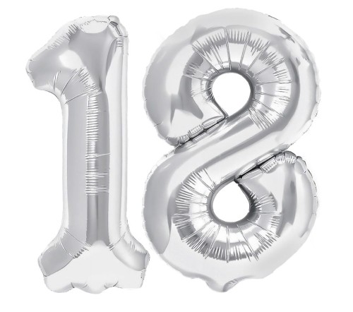 Balony foliowe 18 na Urodziny cyfry srebrne 100cm balony na hel Duży