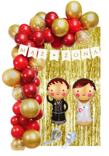 Girlanda balonowa Rocznica Ślubu czerwona Pan Pani Młoda mąż Żona Baner