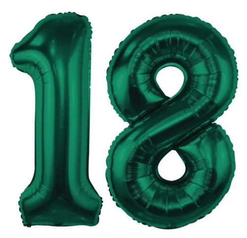 Balony Butelkowa Zieleń Cyfry 18 Urodziny 18stka zestaw balonów złote Baner