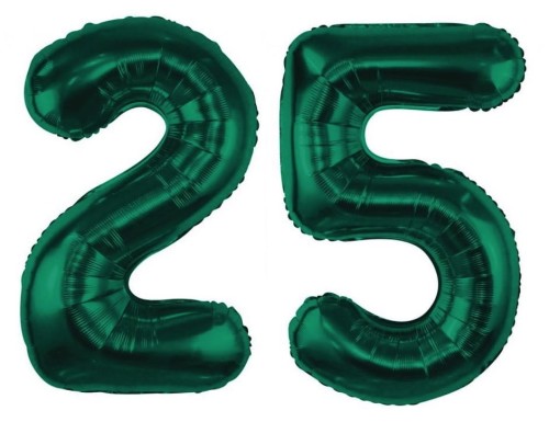 Balony Butelkowa Zieleń Cyfry 25 Urodziny 25 Lat zestaw balonów złote Baner